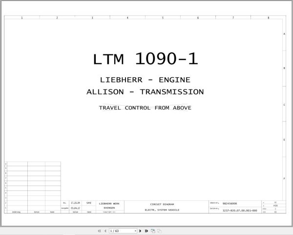 Liebherr Crane LTM 1090 1 Z22814 Electric and Hydraulic Diagrams EN 1