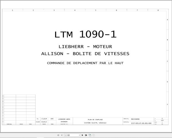 Liebherr Crane LTM 1090 1 Z22814 Electric and Hydraulic Diagrams FR 1