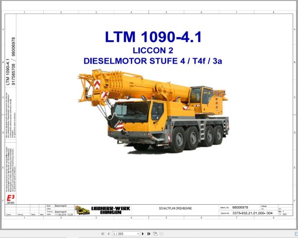 Liebherr Crane LTM 1090 4.1 Z90250 Electric and Hydraulic Diagrams DE 3
