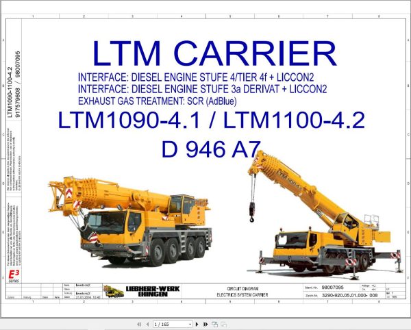Liebherr Crane LTM 1090 4.1 Z90250 Electric and Hydraulic Diagrams EN 1