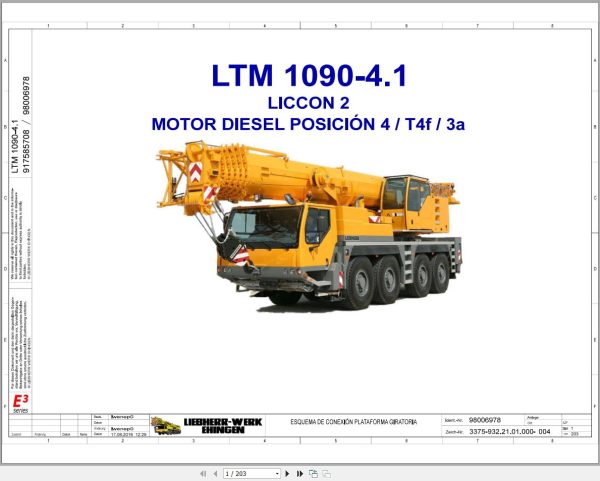 Liebherr Crane LTM 1090 4.1 Z90250 Electric and Hydraulic Diagrams ES 1