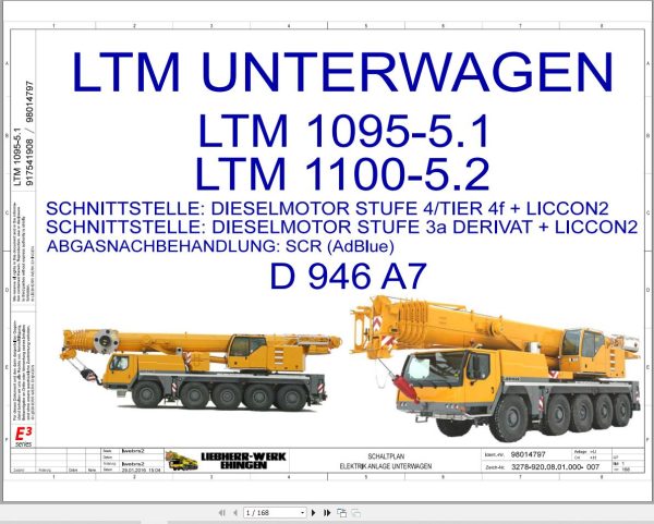 Liebherr Crane LTM 1095 5.1 Z91400 Electric and Hydraulic Diagrams DE 1