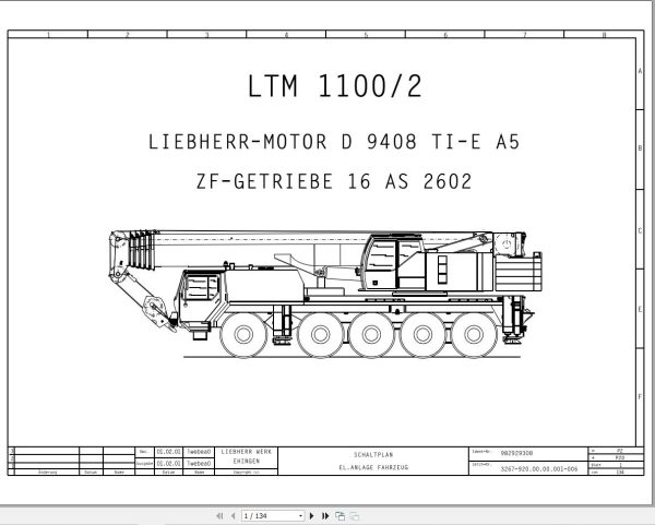 Liebherr Crane LTM 1100 2 Z65068 Electric and Hydraulic Diagrams DE 1