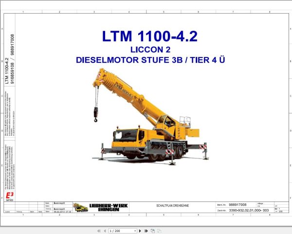 Liebherr Crane LTM 1100 4.2 Z64047 Electric and Hydraulic Diagrams DE 1