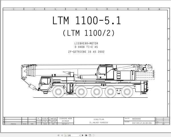 Liebherr Crane LTM 1100 5.1 Z65530 Electric and Hydraulic Diagrams DE 1