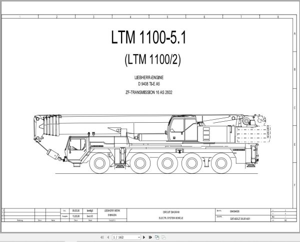 Liebherr Crane LTM 1100 5.1 Z65530 Electric and Hydraulic Diagrams EN 1