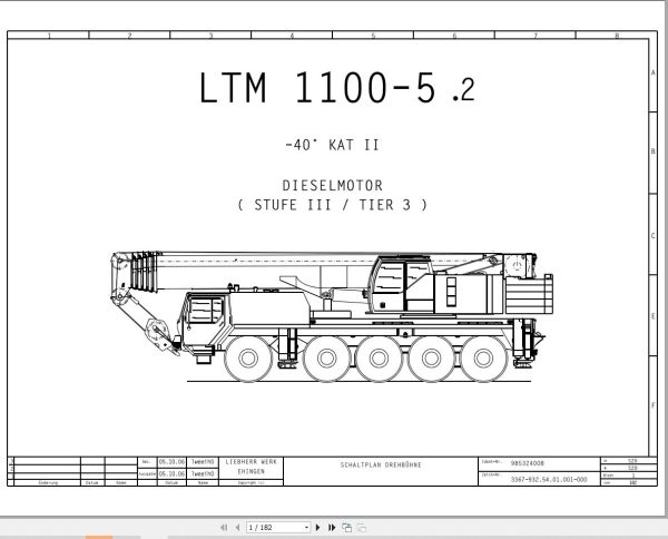 Liebherr Crane LTM 1100 5.2 Z65625 Electric and Hydraulic Diagrams DE 1