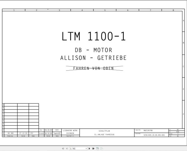 Liebherr Crane LTM 1100 Z22541 Electric and Hydraulic Diagrams DE 1