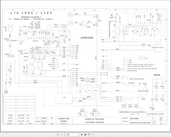 Liebherr Crane LTM 1100 Z22541 Electric and Hydraulic Diagrams ES 1