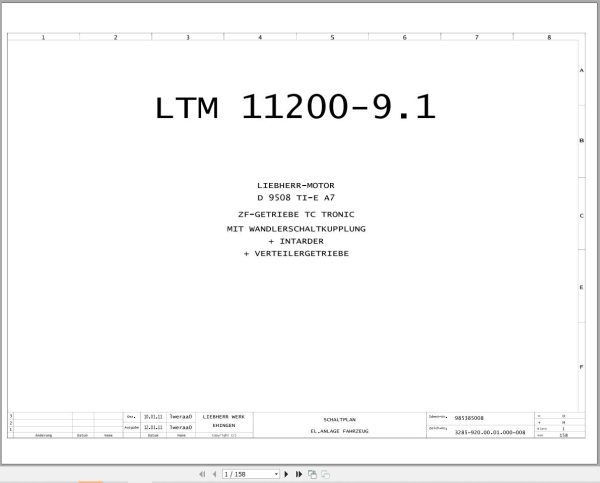 Liebherr Crane LTM 11200 9.1 Z73400 Electric and Hydraulic Diagrams DE 1