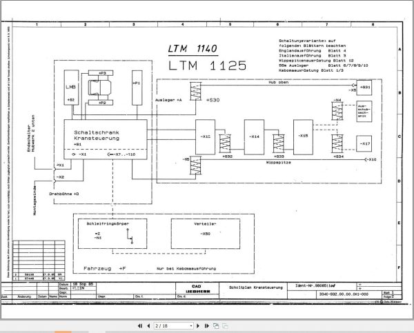 Liebherr Crane LTM 1125 Z12726 Electric Diagrams DE 1