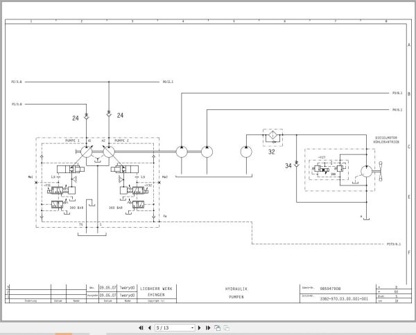 Liebherr Crane LTM 1130 5.1 Z65970 Electric and Hydraulic Diagrams DE 3