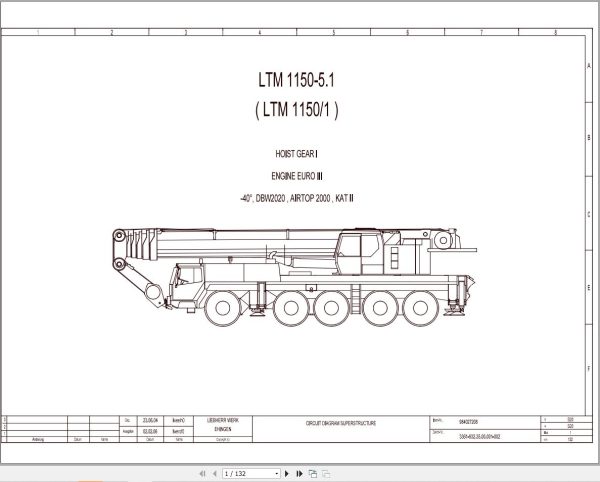Liebherr Crane LTM 1150 5.1 Z67197 Electric and Hydraulic Diagrams EN 1