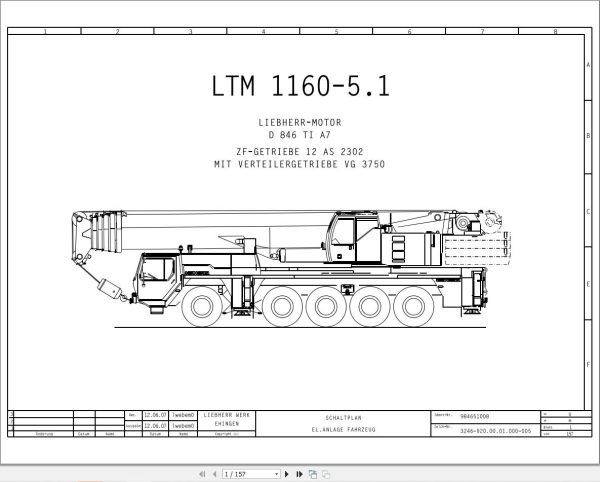 Liebherr Crane LTM 1150 5.2 Z67210 Electric and Hydraulic Diagrams DE 1