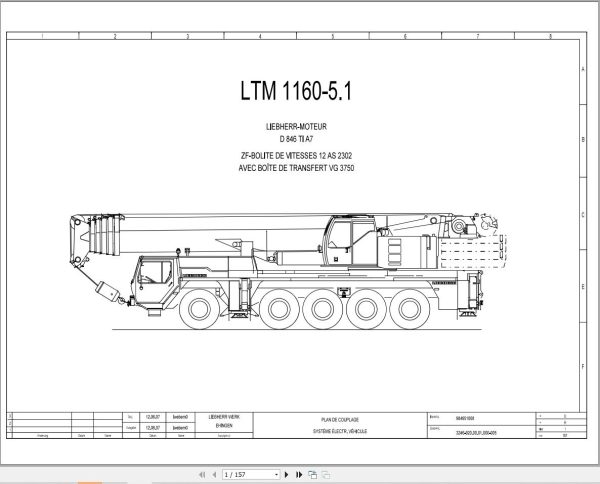 Liebherr Crane LTM 1150 5.2 Z67210 Electric and Hydraulic Diagrams FR 1
