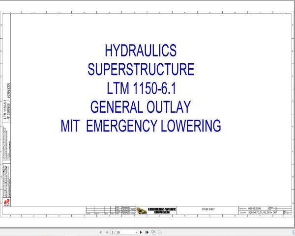 Liebherr Crane LTM 1150 6.1 Z68500 Electric and Hydraulic Diagrams EN 1