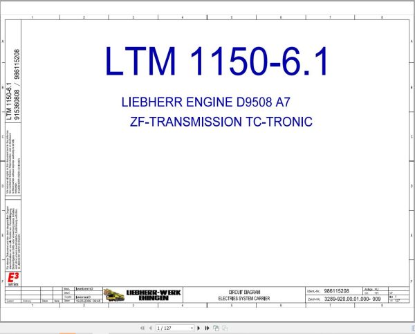 Liebherr Crane LTM 1150 6.1 Z68500 Electric and Hydraulic Diagrams EN 3