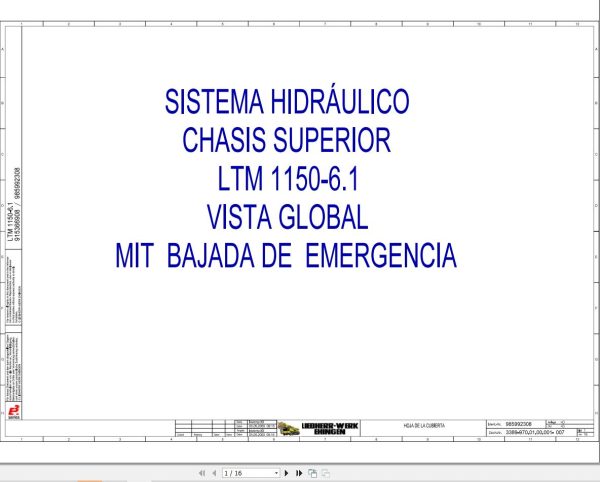 Liebherr Crane LTM 1150 6.1 Z68500 Electric and Hydraulic Diagrams ES 1