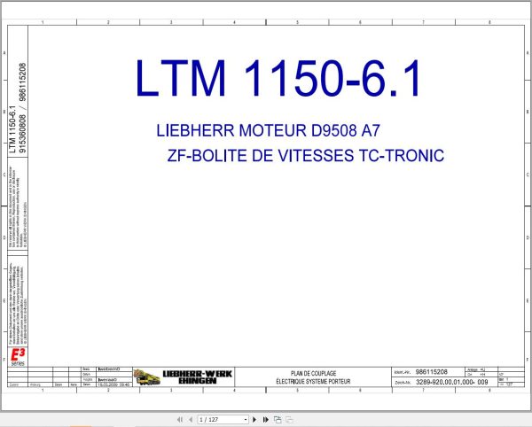 Liebherr Crane LTM 1150 6.1 Z68500 Electric and Hydraulic Diagrams FR 1