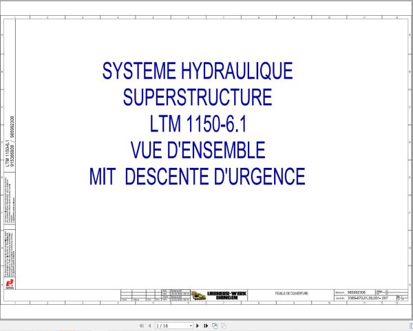 Liebherr Crane LTM 1150 6.1 Z68500 Electric and Hydraulic Diagrams FR 3