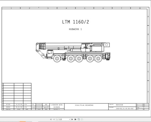 Liebherr Crane LTM 1160 2 Z22593 Electric and Hydraulic Diagrams DE 1