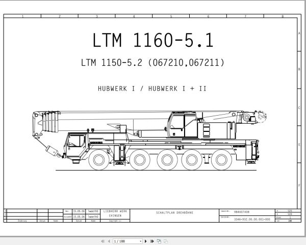 Liebherr Crane LTM 1160 5.1 Z67216 Electric and Hydraulic Diagrams DE 1