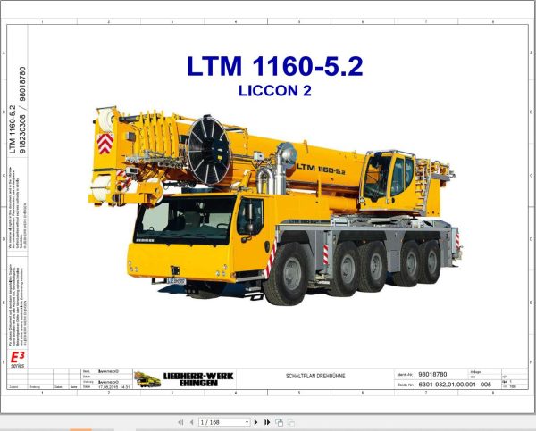 Liebherr Crane LTM 1160 5.2 Z68626 Electric and Hydraulic Diagrams DE 1
