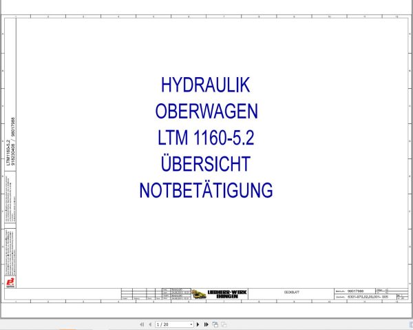 Liebherr Crane LTM 1160 5.2 Z68626 Electric and Hydraulic Diagrams DE 3