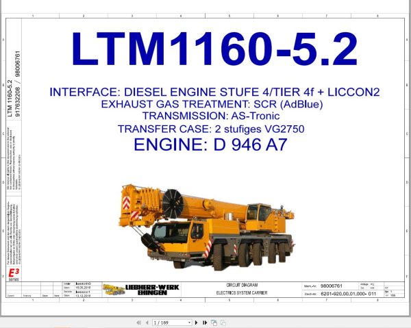 Liebherr Crane LTM 1160 5.2 Z68626 Electric and Hydraulic Diagrams EN 1