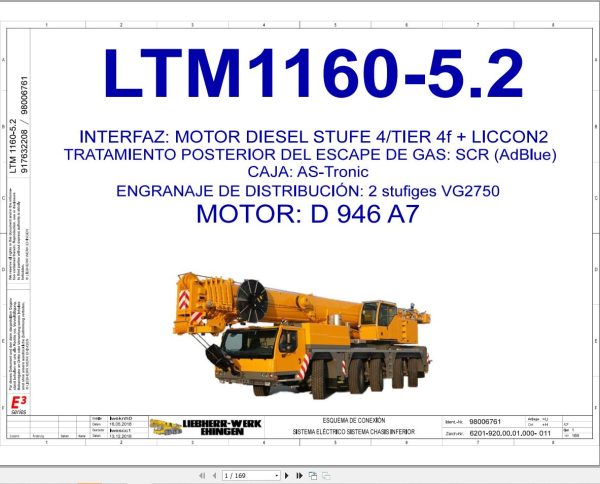 Liebherr Crane LTM 1160 5.2 Z68626 Electric and Hydraulic Diagrams ES 1