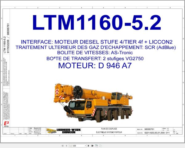 Liebherr Crane LTM 1160 5.2 Z68626 Electric and Hydraulic Diagrams FR 1