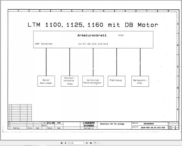 Liebherr Crane LTM 1170 Z16862 Electric and Hydraulic Diagrams DE 1