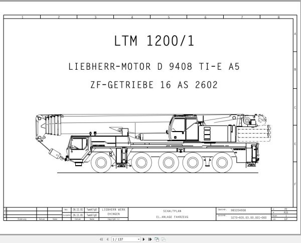 Liebherr Crane LTM 1200 1 Z70130 Electric and Hydraulic Diagrams DE 1