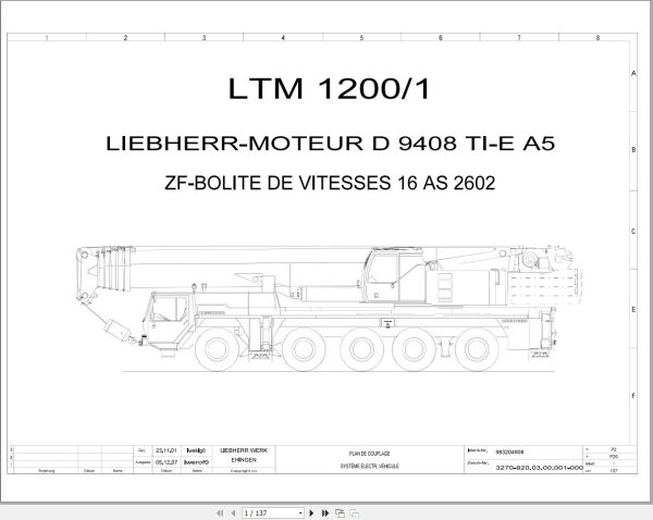 Liebherr Crane LTM 1200 1 Z70130 Electric and Hydraulic Diagrams FR 1