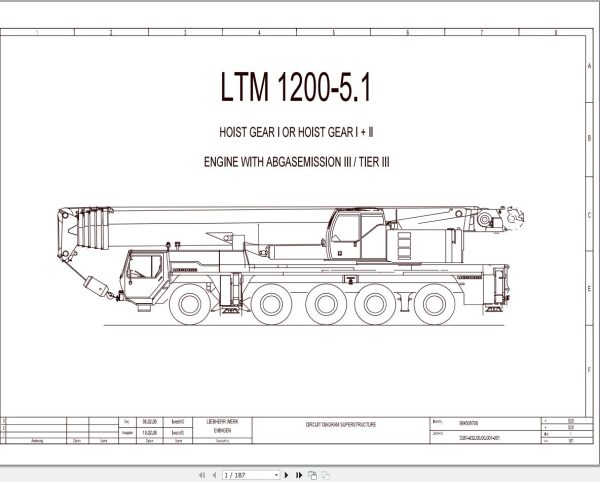Liebherr Crane LTM 1200 5.1 Z69507 Electric and Hydraulic Diagrams EN 1