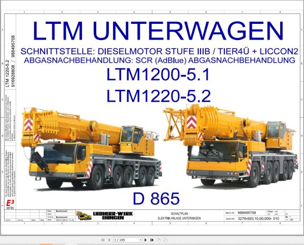 Liebherr Crane LTM 1200 5.1 Z93457 Electric and Hydraulic Diagrams DE 1