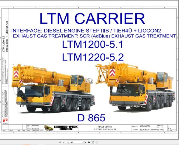 Liebherr Crane LTM 1200 5.1 Z93457 Electric and Hydraulic Diagrams EN 1