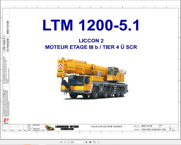 Liebherr Crane LTM 1200 5.1 Z93457 Electric and Hydraulic Diagrams FR 1
