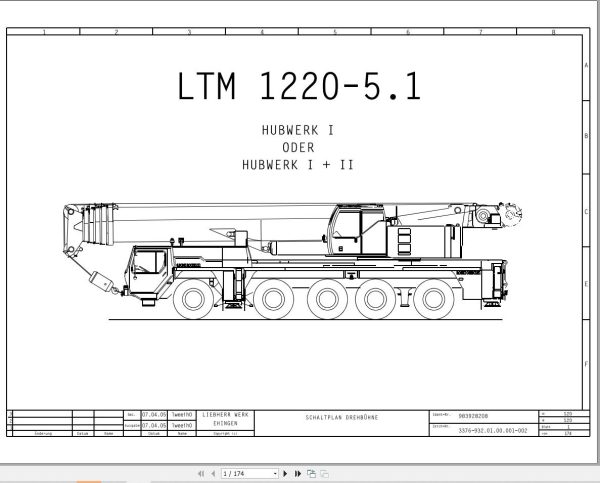 Liebherr Crane LTM 1220 5.1 Z70223 Electric and Hydraulic Diagrams DE 1