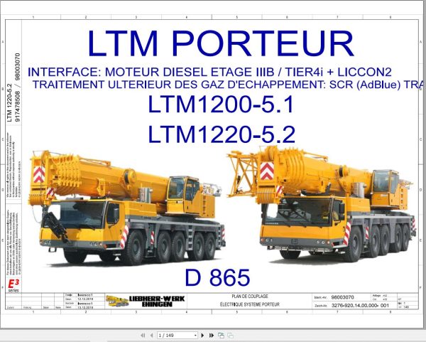 Liebherr Crane LTM 1220 5.2 Z94807 Electric and Hydraulic Diagrams FR 1