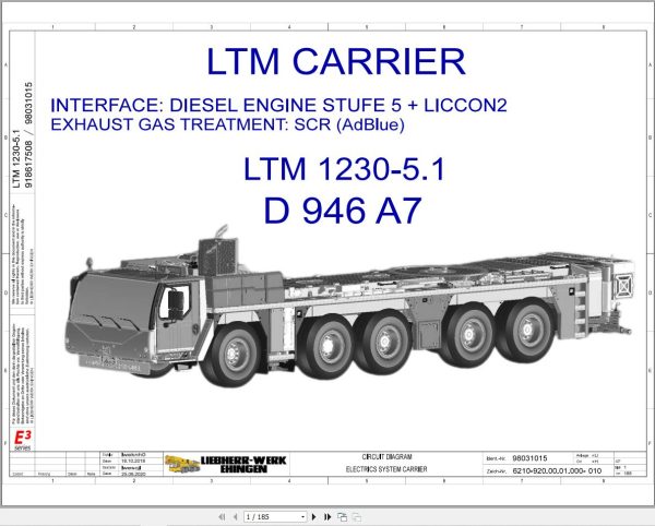 Liebherr Crane LTM 1230 5.1 Z94051 Electric and Hydraulic Diagrams EN 1