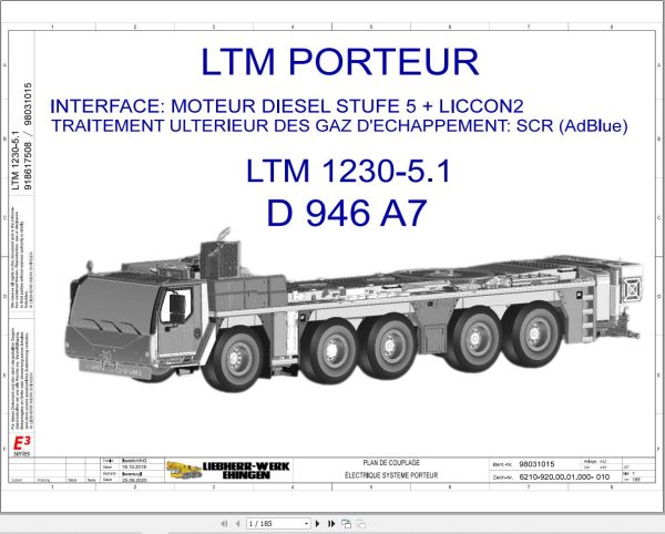 Liebherr Crane LTM 1230 5.1 Z94051 Electric and Hydraulic Diagrams FR 1