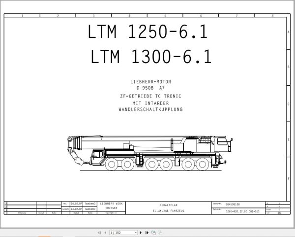 Liebherr Crane LTM 1250 6.1 Z70720 Electric and Hydraulic Diagrams DE 1