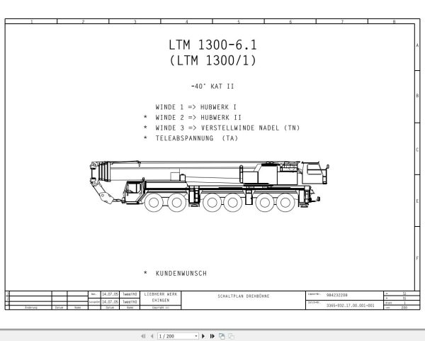 Liebherr Crane LTM 1300 1 Z71142 Electric and Hydraulic Diagrams DE 1