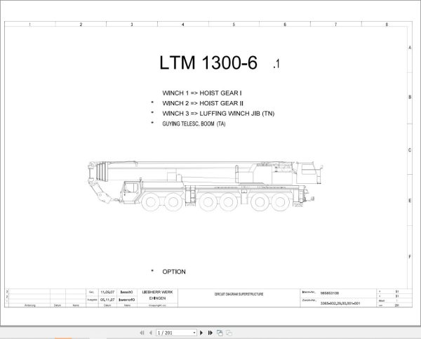 Liebherr Crane LTM 1300 6.1 Z71181 Electric and Hydraulic Diagrams EN 1