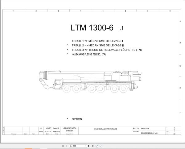 Liebherr Crane LTM 1300 6.1 Z71181 Electric and Hydraulic Diagrams FR 1