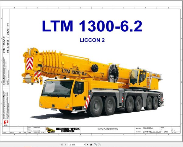 Liebherr Crane LTM 1300 6.2 Z71516 Electric and Hydraulic Diagrams DE 1