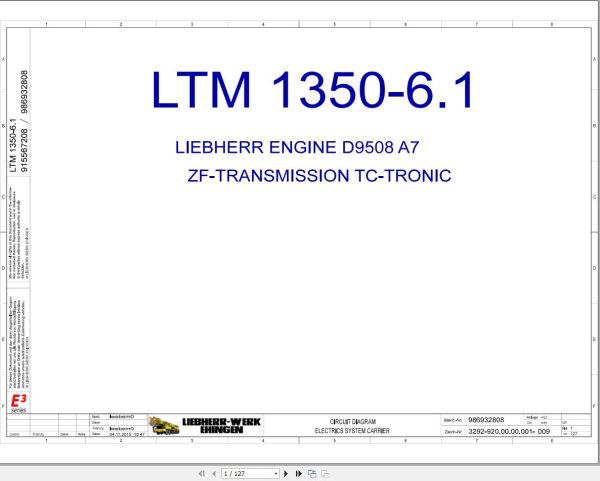 Liebherr Crane LTM 1350 6.1 Z71235 Electric and Hydraulic Diagrams EN 1