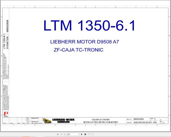 Liebherr Crane LTM 1350 6.1 Z71235 Electric and Hydraulic Diagrams ES 1