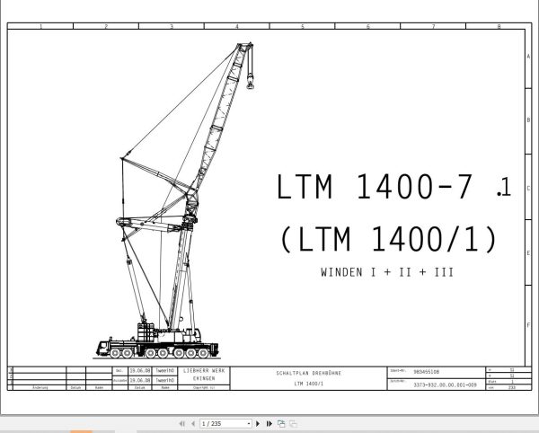 Liebherr Crane LTM 1400 1 Z72005 Electric and Hydraulic Diagrams DE 1